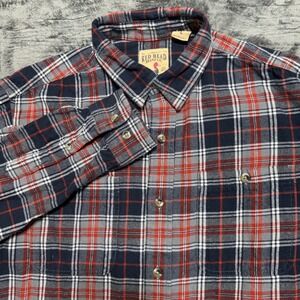 RedHead Flannel Shirt Mens L Navy Blue Red Plaid 602RHF22-8012W